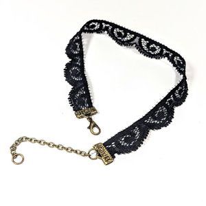 Black Lace Choker Tattoo Necklace with Clasp